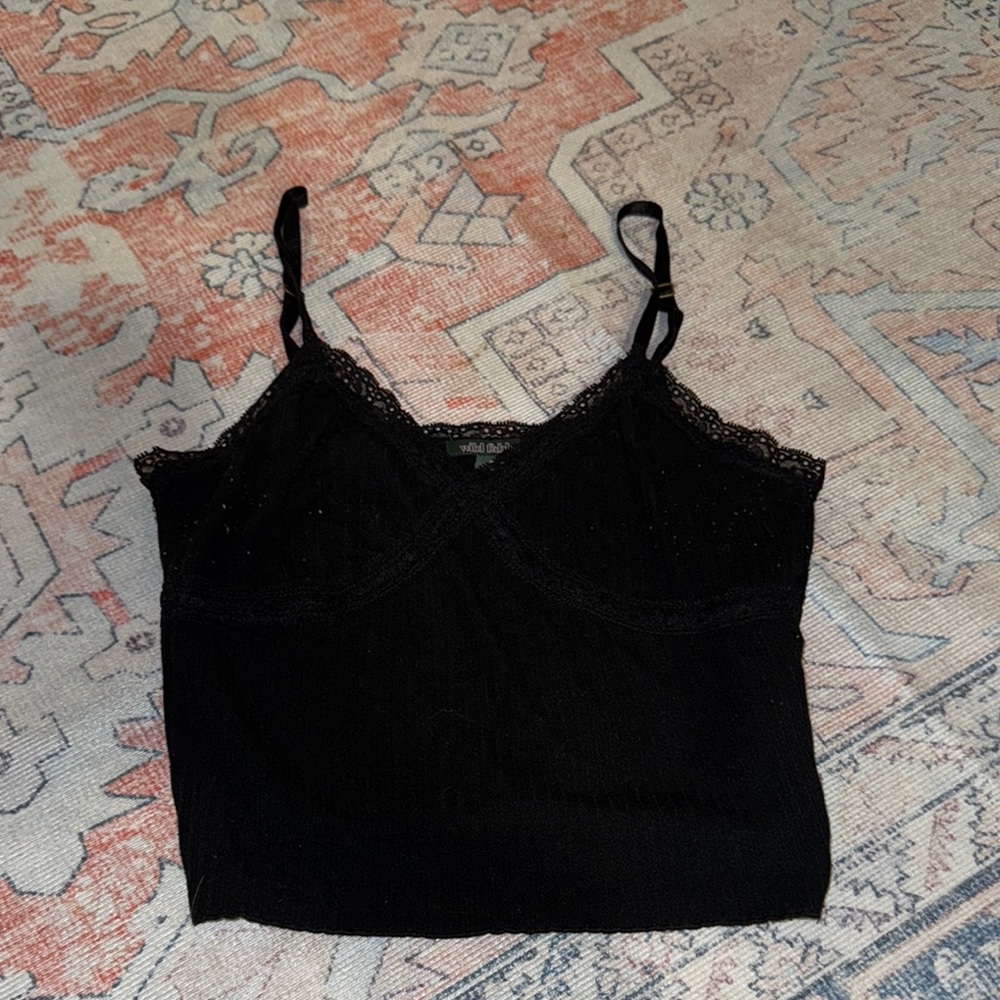 Wild Fable Black Lace Trim Crop Top